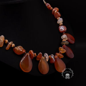 Stunning Carnelian & Agate Stone Necklace in Warm Orange Brown tones